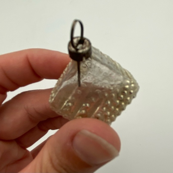 Antique Feather Tree Bumpy - Silver Diamond Shape -Christmas Ornament SMALL - Picture 3 of 6